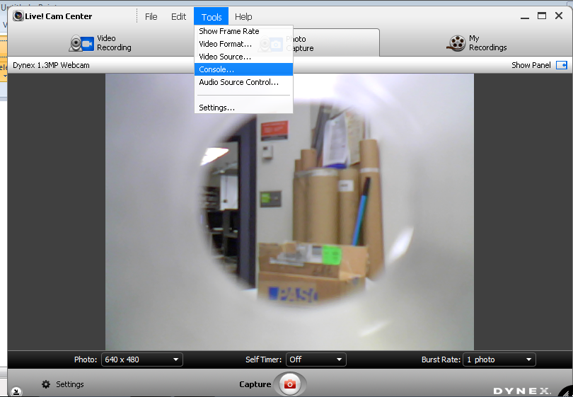 (image) From Live Cam Center use Tools
              ->Console